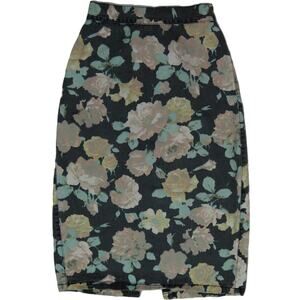 Vintage Bongo Contempo Casuals Pastel Floral Rose Denim High Waist Hipster Skirt